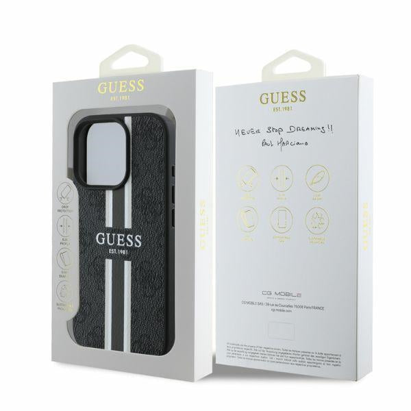 Guess 4G Printed Stripes MagSafe case for iPhone 16 Pro Max - black