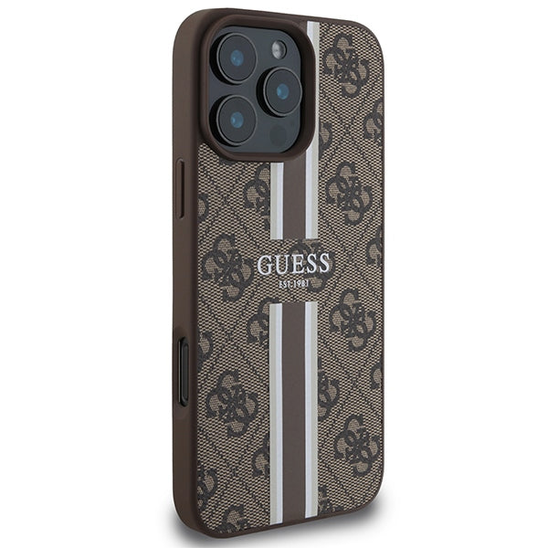 Guess 4G Printed Stripes MagSafe Case for iPhone 16 Pro Max - Brown