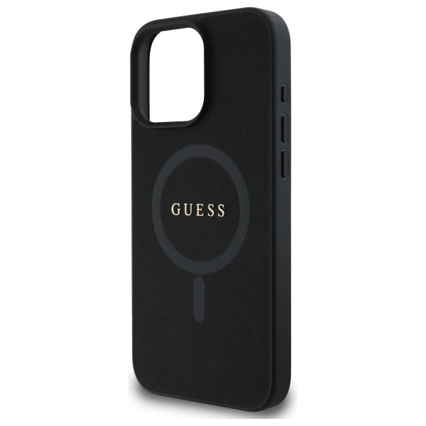 Guess Saffiano Classic Logo MagSafe Case for iPhone 16 Pro Max - Black