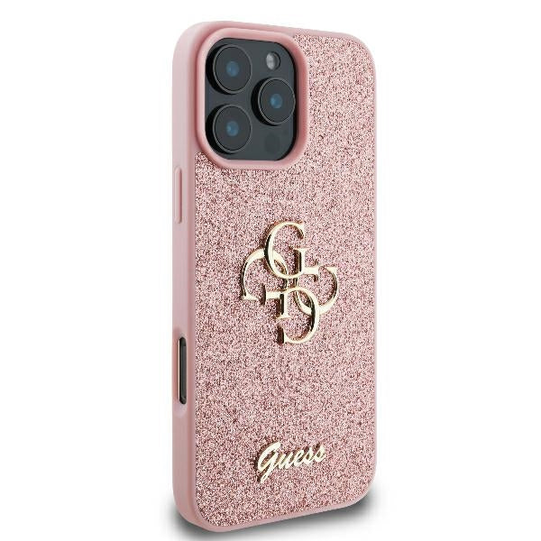 Guess Fixed Glitter Big 4G Case for iPhone 16 Pro - Pink
