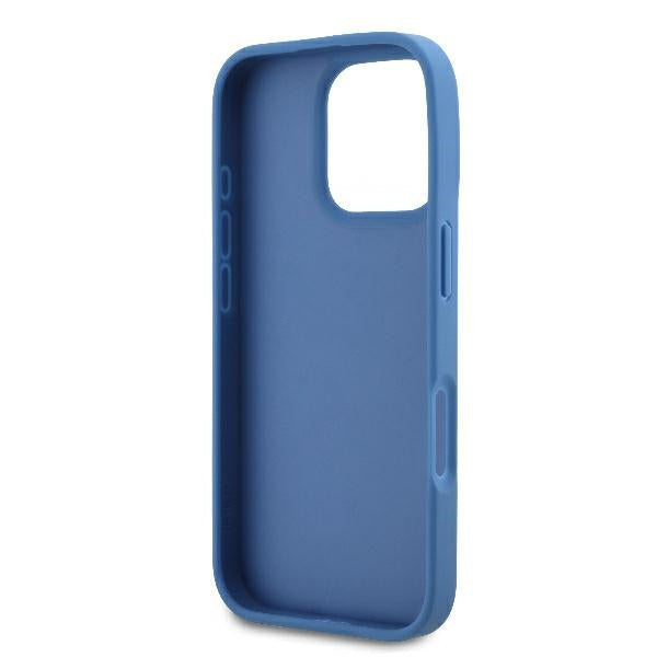 Guess Leather Metal Logo Strass Crossbody Case for iPhone 16 Pro - Blue