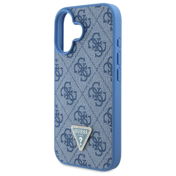 Guess Hardcase Leather 4G Triangle Strass MagSafe Case for iPhone 16 - Blue