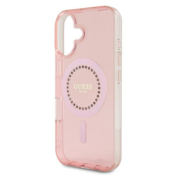 Guess IML Rhinestones MagSafe iPhone 16 Plus Case - Pink