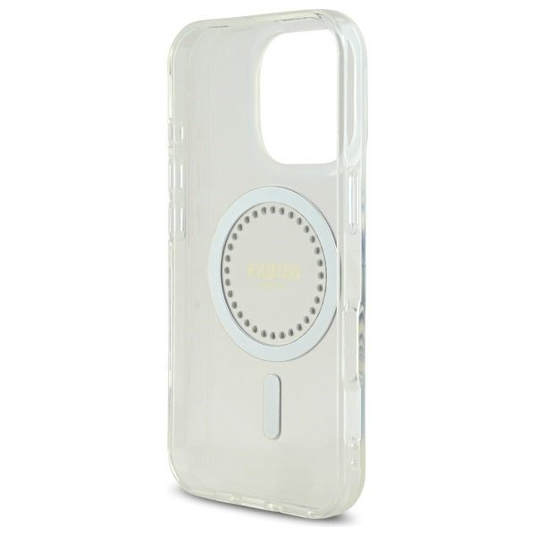 Guess IML Rhinestones MagSafe Case for iPhone 16 Pro Max - White