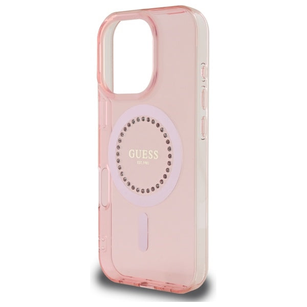 Guess IML Rhinestones MagSafe iPhone 16 Pro Max Case - Pink