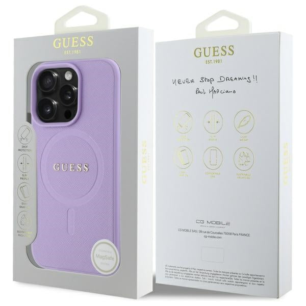 Guess Saffiano MagSafe iPhone 16 Pro Max Case - Purple