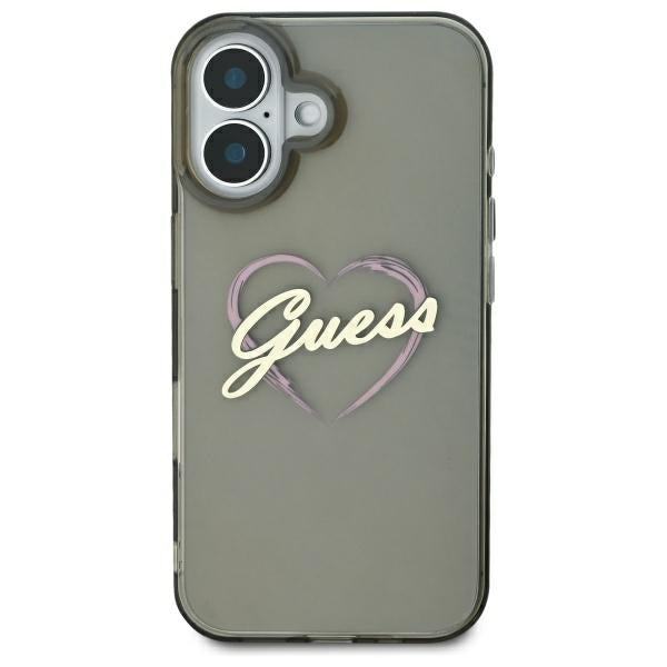 Guess IML Heart iPhone 16 Case - Black