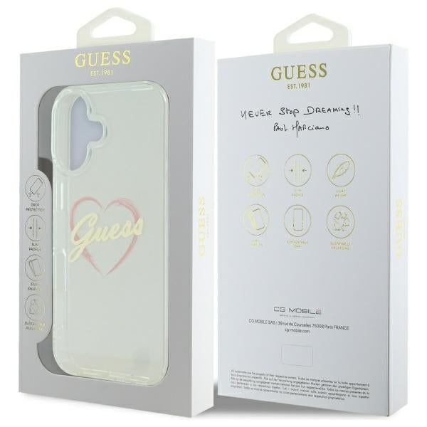 Guess IML Heart iPhone 16 Case - Transparent