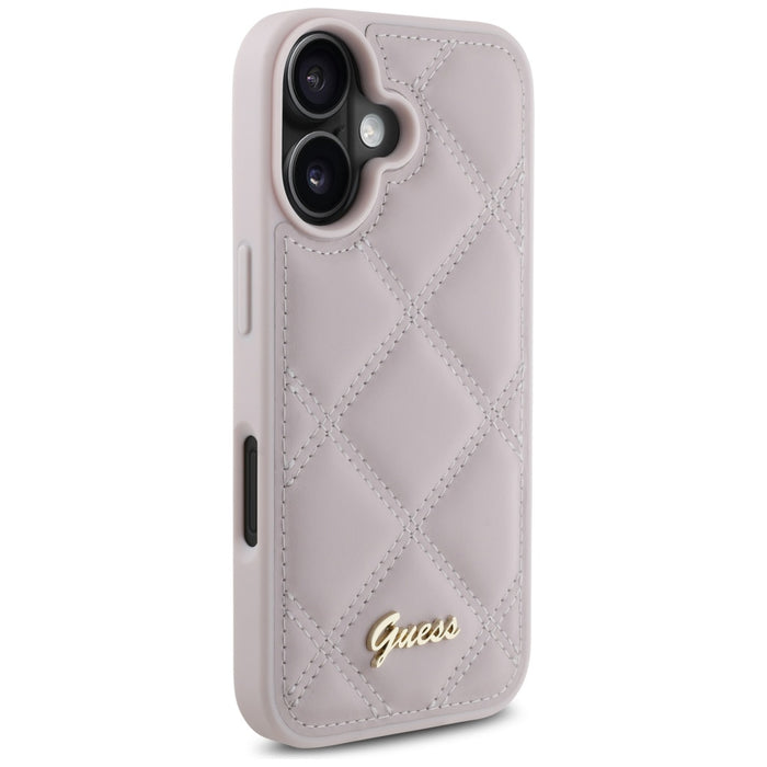 Guess Quilted Metal Logo iPhone 16 Case - Pink