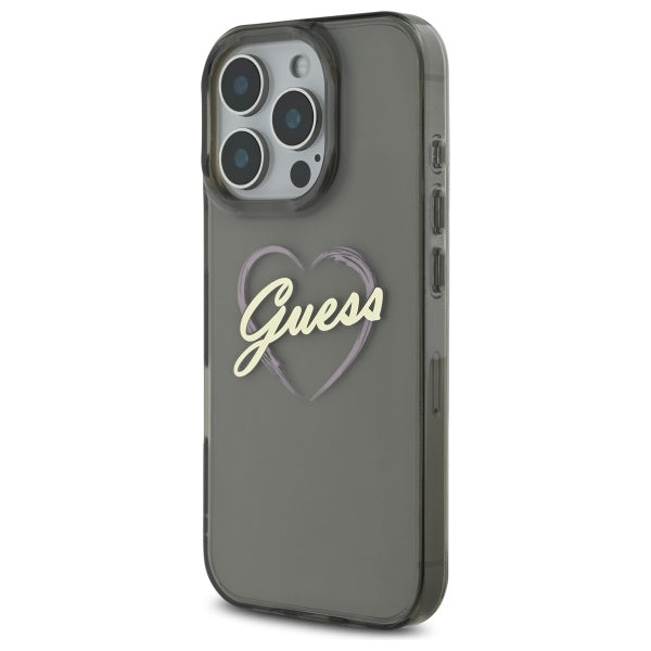 Guess IML Heart Case for iPhone 16 Pro Max - Black