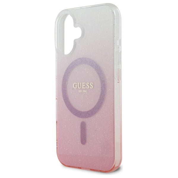 Guess IML Glitter Gradient MagSafe iPhone 16 Plus Case - Pink