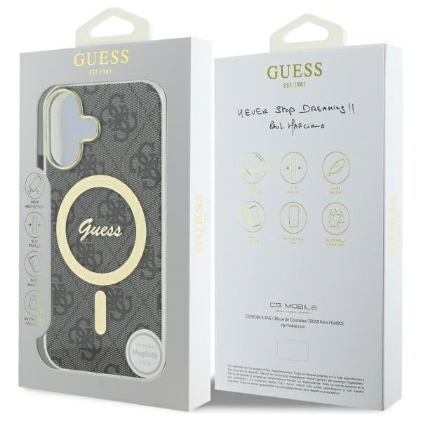 Guess IML 4G MagSafe iPhone 16 Case - Black