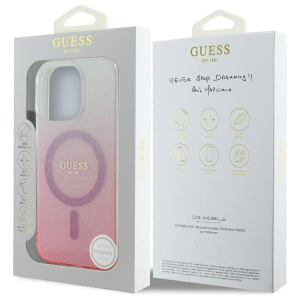 Guess IML Glitter Gradient MagSafe Case for iPhone 16 Pro Max - Pink