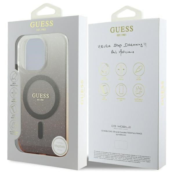 Guess IML Glitter Gradient MagSafe Case for iPhone 16 Pro Max - Brown