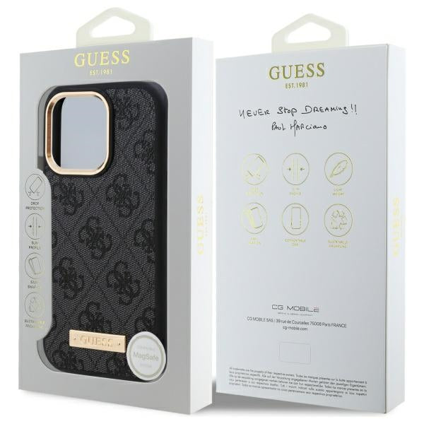 Guess 4G Logo Plate MagSafe Case for iPhone 16 Pro Max - Black