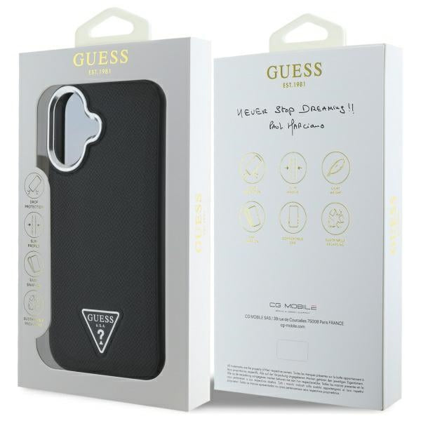 Guess Grained Triangle MagSafe case for iPhone 16 - black