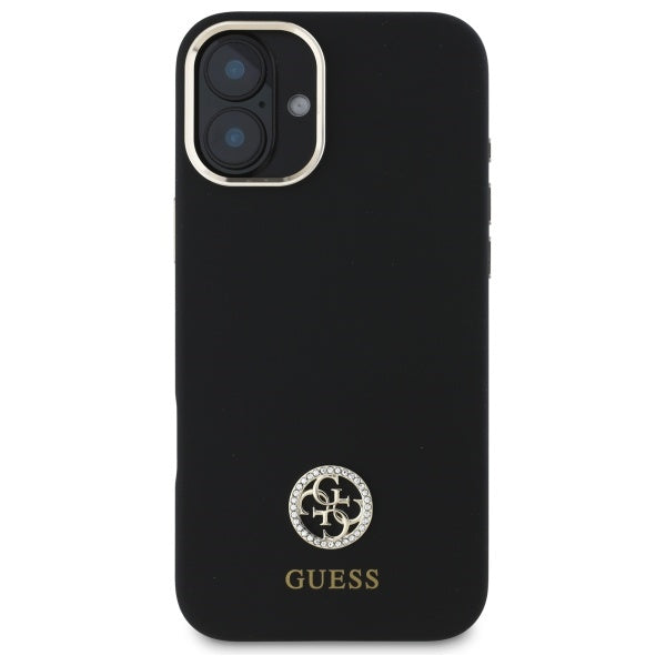 Guess Silicone Logo Strass 4G Case for iPhone 16 - Black