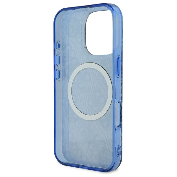 Guess GUHMP16XH4PYEEB iPhone 16 Pro Max 6.9" blue/blue hardcase IML Peony On 4G Background MagSafe