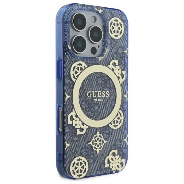Guess GUHMP16XH4PYEEB iPhone 16 Pro Max 6.9" blue/blue hardcase IML Peony On 4G Background MagSafe