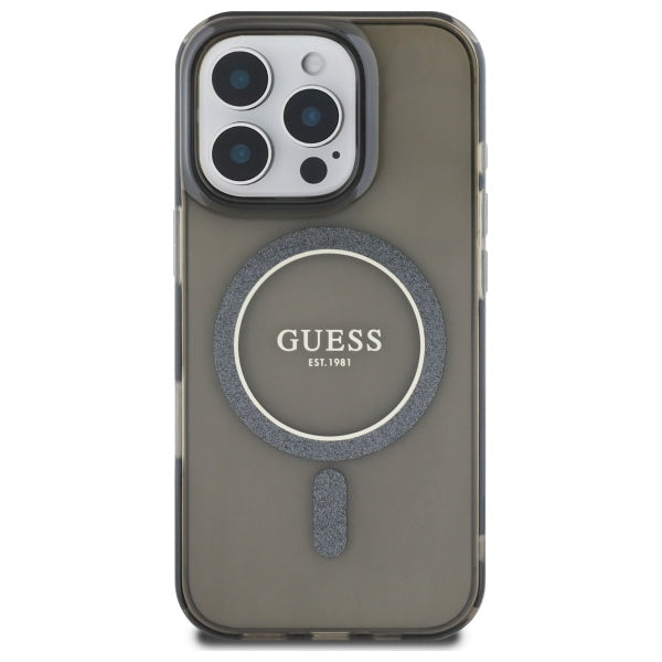 Guess IML Glitter Circle MagSafe case for iPhone 16 Pro Max - black