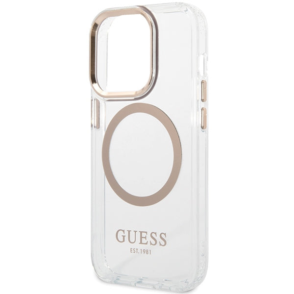 Guess Metal Outline MagSafe case for iPhone 15 Pro - gold