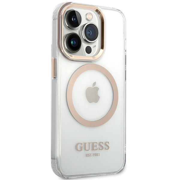Guess Metal Outline Magsafe case for iPhone 15 / 14 / 13 - gold