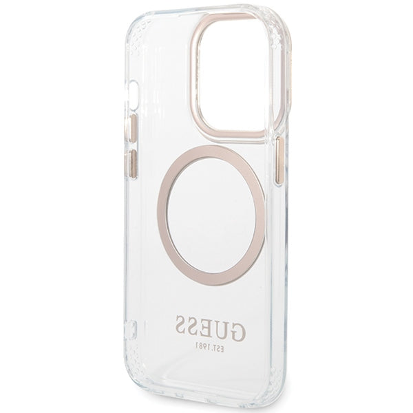 Guess Metal Outline Magsafe iPhone 15 Pro Max Case - Gold