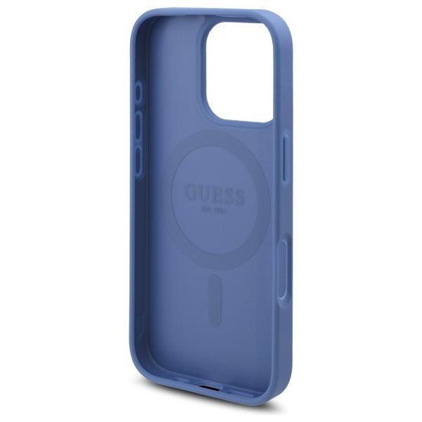 Guess 4G Flowers Print MagSafe case for iPhone 16 Pro - blue