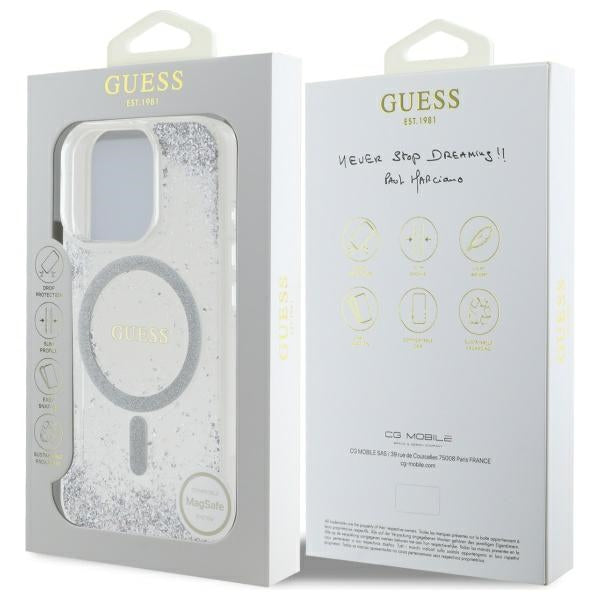 Guess Resin Gradient Glitter MagSafe case for iPhone 16 Pro - silver
