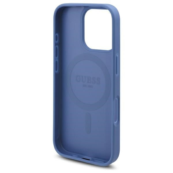 Guess 4G Flowers Print MagSafe case for iPhone 16 Pro Max - blue
