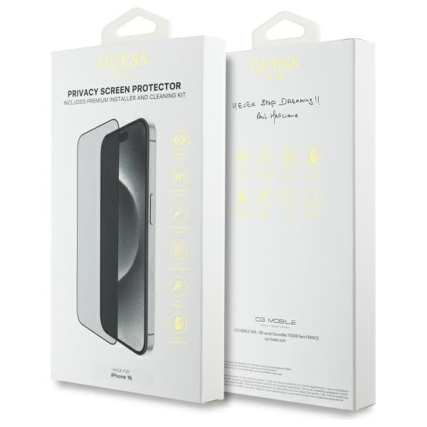 Guess Screen Protector Privacy 2.5D Outline Tempered Glass for iPhone 16