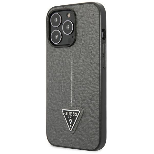 Guess Saffiano Triangle Logo case for iPhone 13 Pro Max 6.7" - silver