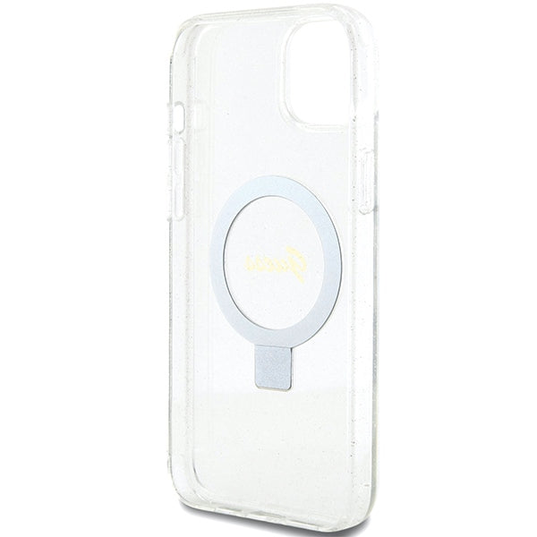 Guess GUHMP15MHRSGSD iPhone 15 Plus / 14 Plus 6.7" transparent/transparent hardcase Ring Stand Script Glitter MagSafe