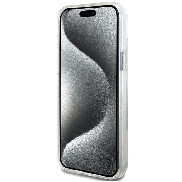 Guess GUHMP15MHRSGSD iPhone 15 Plus / 14 Plus 6.7" transparent/transparent hardcase Ring Stand Script Glitter MagSafe