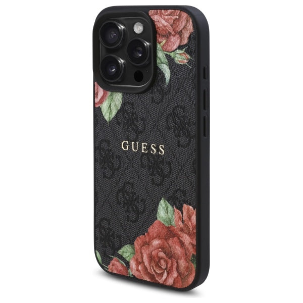 Guess GUHMP16LP4ROPEMCK iPhone 16 Pro 6.3" black/black hardcase 4G Flowers Print MagSafe