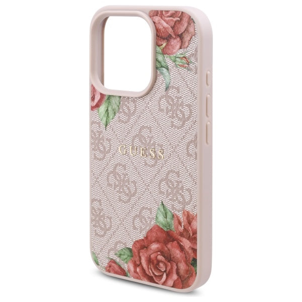 Guess GUHMP16LP4ROPEMCP iPhone 16 Pro 6.3" pink/pink hardcase 4G Flowers Print MagSafe
