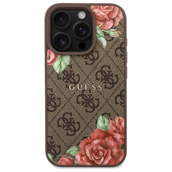 Guess GUHMP16LP4ROPEMCW iPhone 16 Pro 6.3" brown/brown hardcase 4G Flowers Print MagSafe