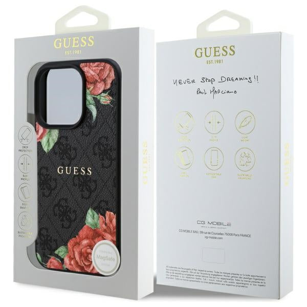 Guess GUHMP16XP4ROPEMCK iPhone 16 Pro Max 6.9" black/black hardcase 4G Flowers Print MagSafe