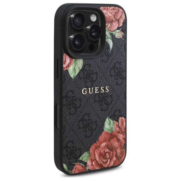 Guess GUHMP16XP4ROPEMCK iPhone 16 Pro Max 6.9" black/black hardcase 4G Flowers Print MagSafe