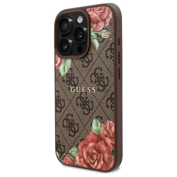 Guess GUHMP16XP4ROPEMCW iPhone 16 Pro Max 6.9" brown/brown hardcase 4G Flowers Print MagSafe