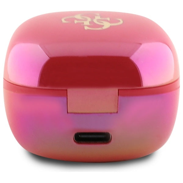 Guess Bluetooth headphones GUTWSJ144ESF TWS + docking station fuchsia/fuschia Iridescent 4G Printed Logo