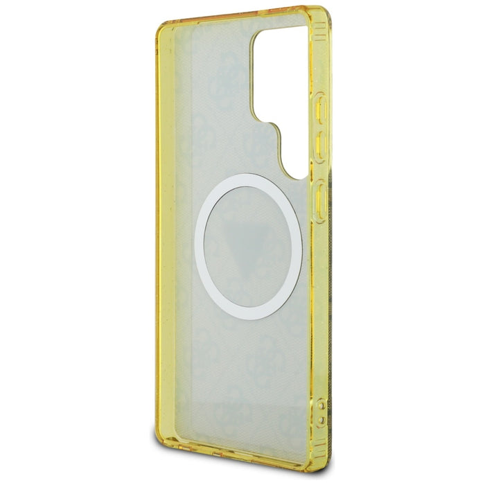 Guess 4G Glitter Triangle Buttons MagSafe Case for Samsung Galaxy S25 Ultra Brown