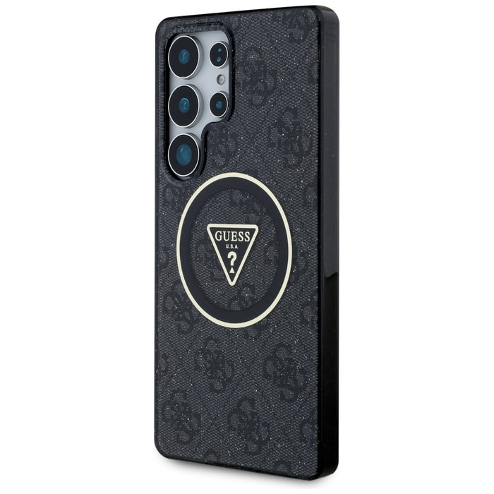 Guess 4G Glitter Triangle Buttons MagSafe Case for Samsung Galaxy S25 Ultra Black