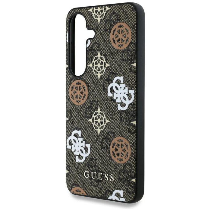 Guess 4G Printed Colored Peony Pattern MagSafe case for Samsung Galaxy S25 brown
