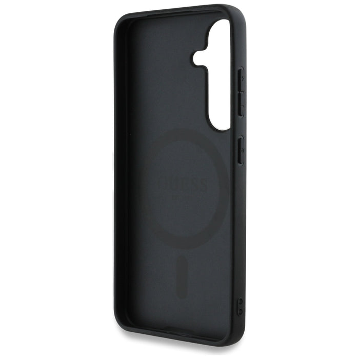 Guess 4G Round Patch Classic Logo MagSafe case for Samsung Galaxy S25 black
