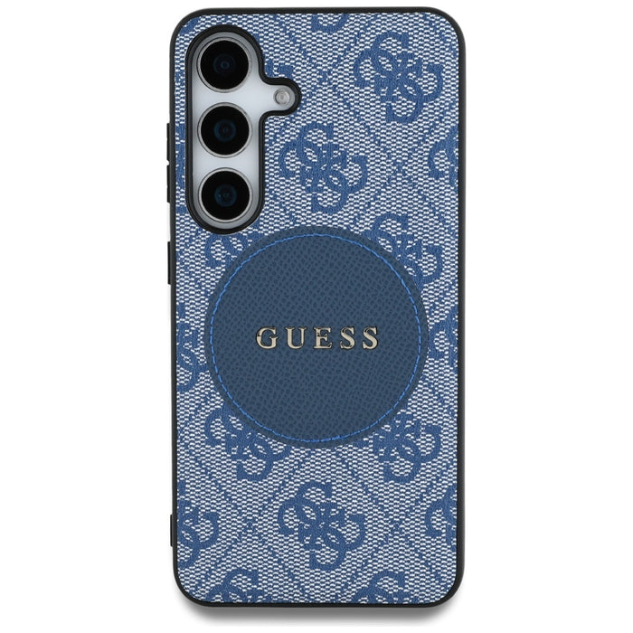 Guess 4G Round Patch Classic Logo MagSafe case for Samsung Galaxy S25 blue