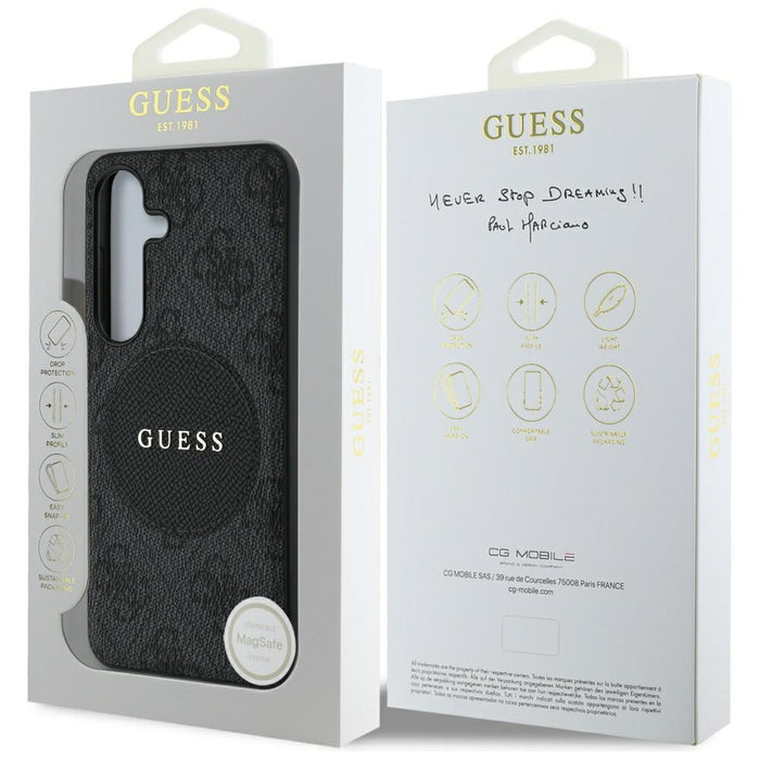 Guess 4G Round Patch Classic Logo MagSafe case for Samsung Galaxy S25 Plus black