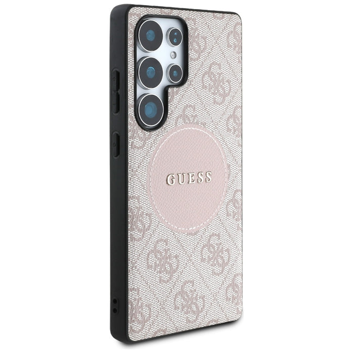 Guess 4G Round Patch Classic Logo MagSafe Case for Samsung Galaxy S25 Ultra - Pink