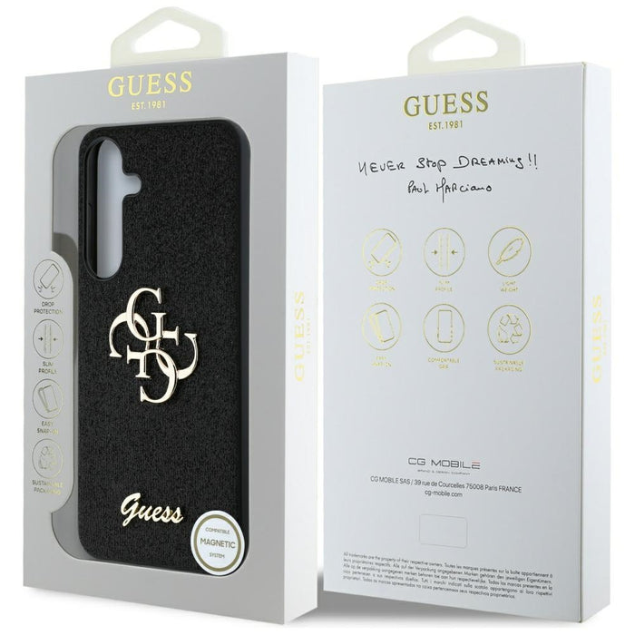 Guess Fixed Glitter Big 4G Metal Logo case for Samsung Galaxy S25 Plus black