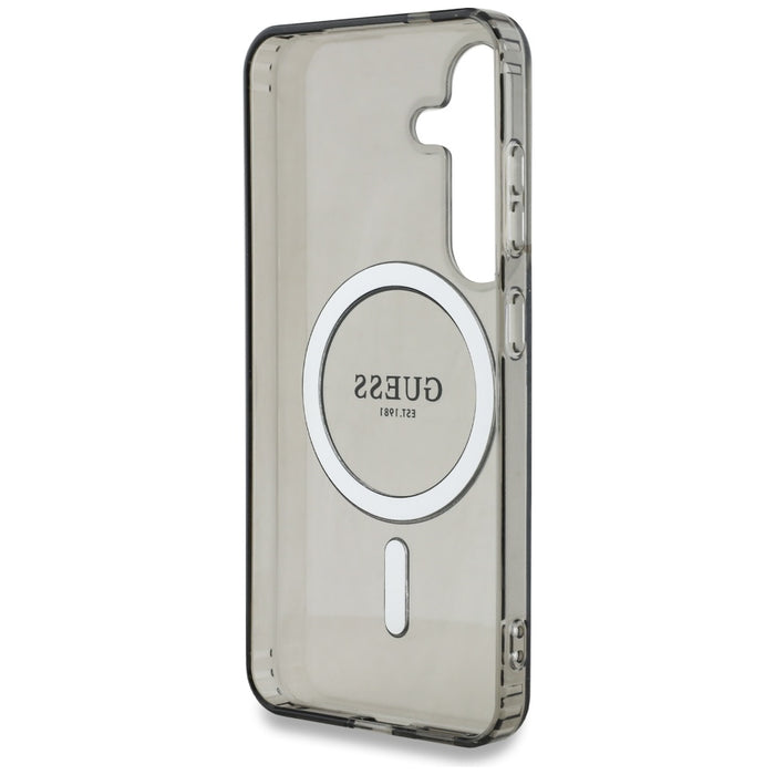 Guess Glitter Circle Classic Logo MagSafe case for Samsung Galaxy S25 black